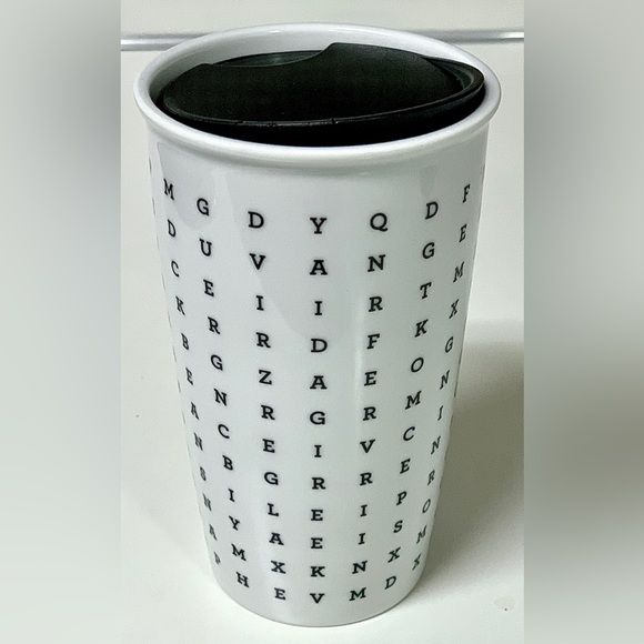2016 Limited Edition 12 oz STARBUCKS COFFEE Word Search Eye Chart Travel Mug - Picture 13 of 16